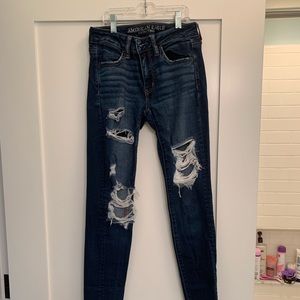 american eagle distressed skinny jeans, size 2